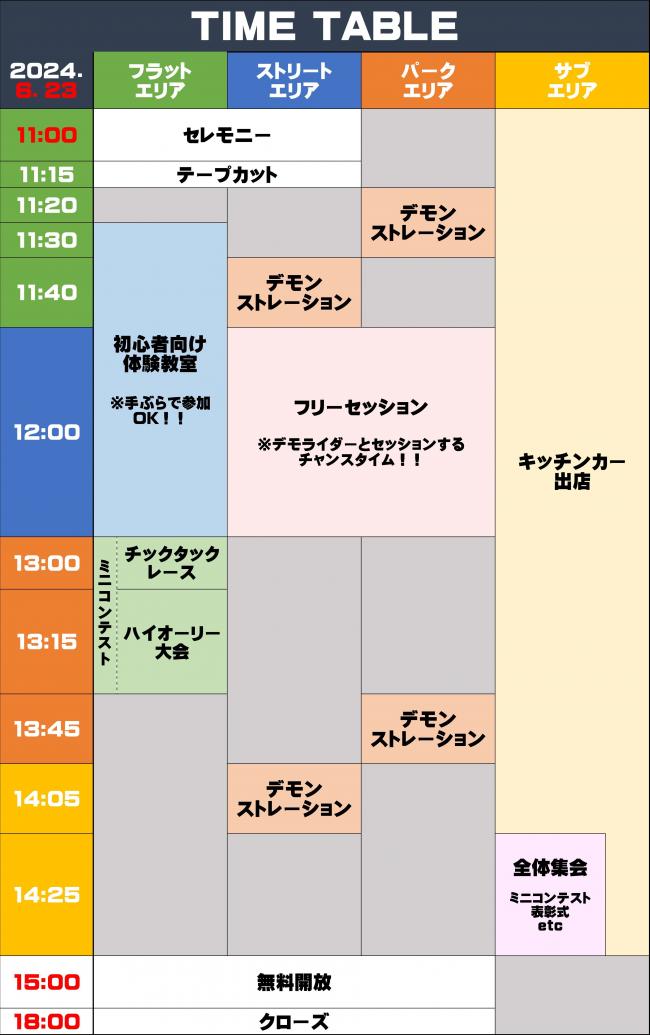 オープニングイベントタイムテーブル