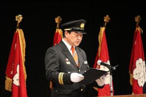 堀本消防団長による新年決意表明