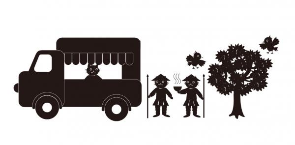 キッチンカーを利用する足軽兵イラスト