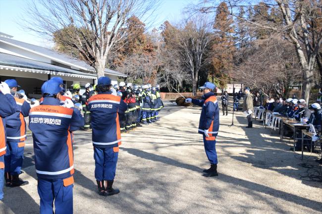 消防団整列の様子