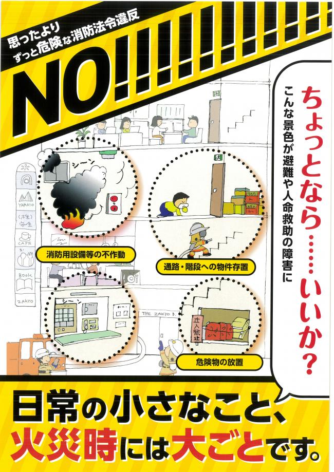 日常の小さなこと、火災時には大ごとです。１