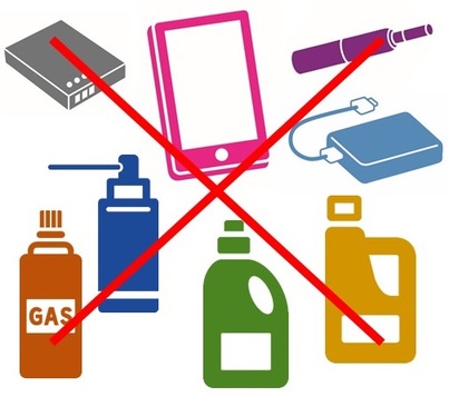 リチウムイオン電池、スマートフォン、電子タバコ、モバイルバッテリー、ガスボンベ、スプレー缶の画像