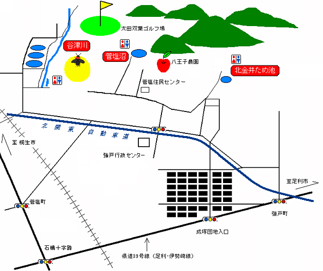 ホタル出現場所の地図