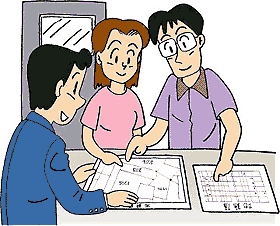 土地所有者が地籍調査の結果を確認する画像