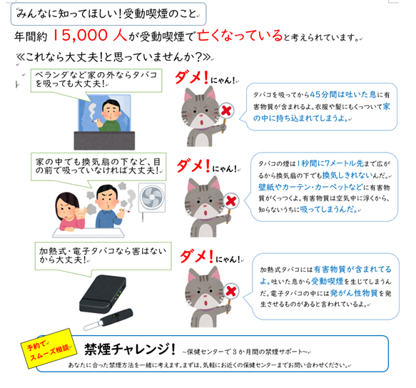 受動喫煙の知識チラシ