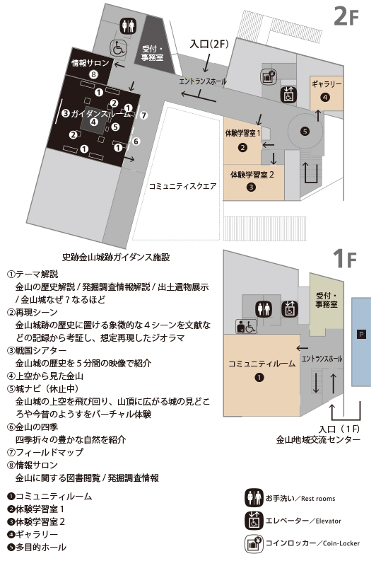 史跡金山城跡ガイダンス施設・金山地域交流センター案内図