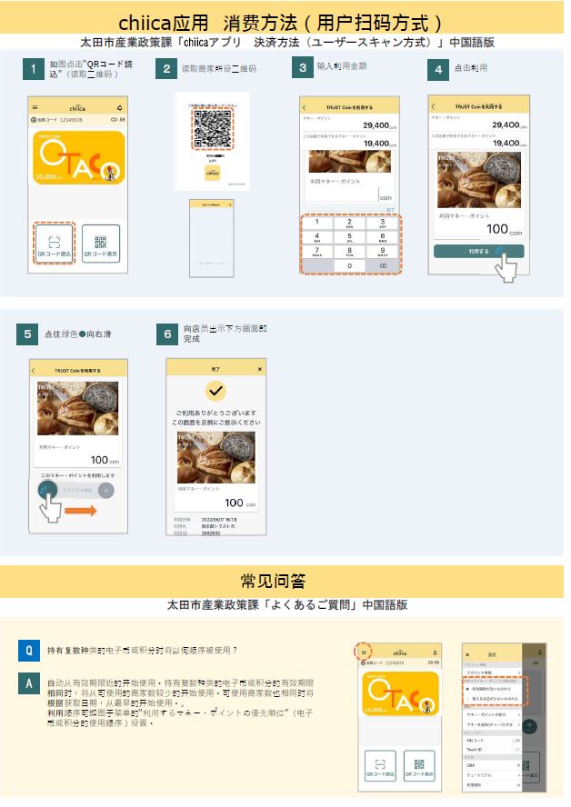 スマートフォンアプリchiicaでの決済方法画像